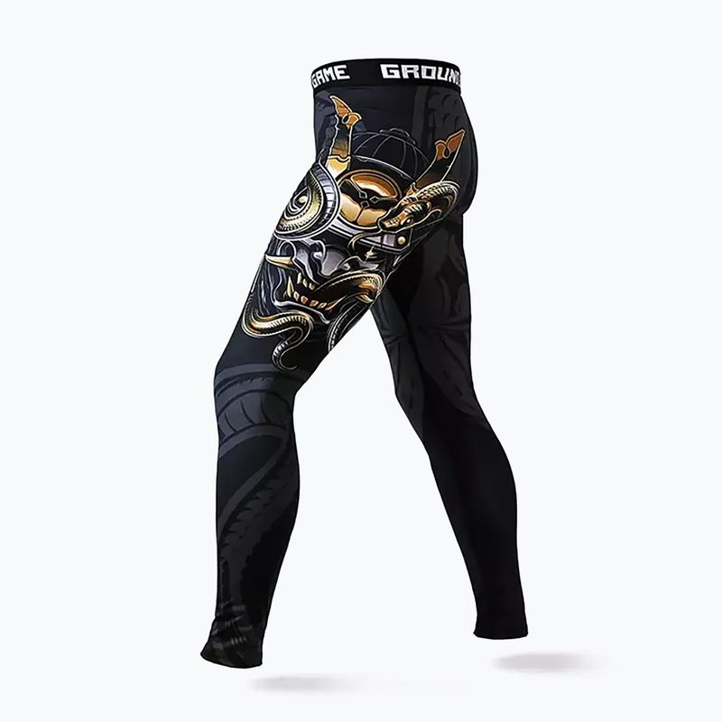 Legginsy treningowe męskie Ground Game Oni Samurai czarne/złote 3