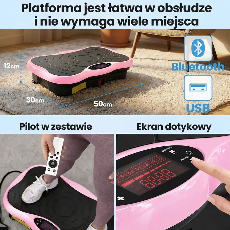 Platforma wibracyjna Extralink Moonwalk Spin Move black/pink 15