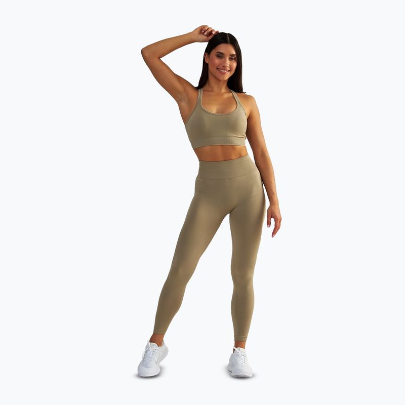 Legginsy treningowe damskie BeShaped Gym Queen taupe 2