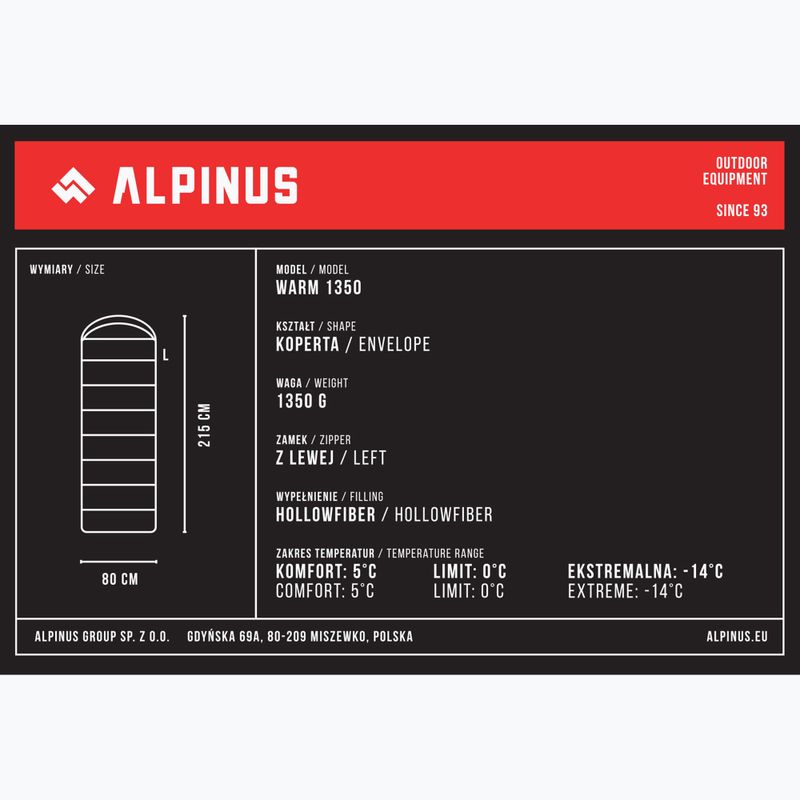 Śpiwór Alpinus Warm 1350 lewy czarny 6