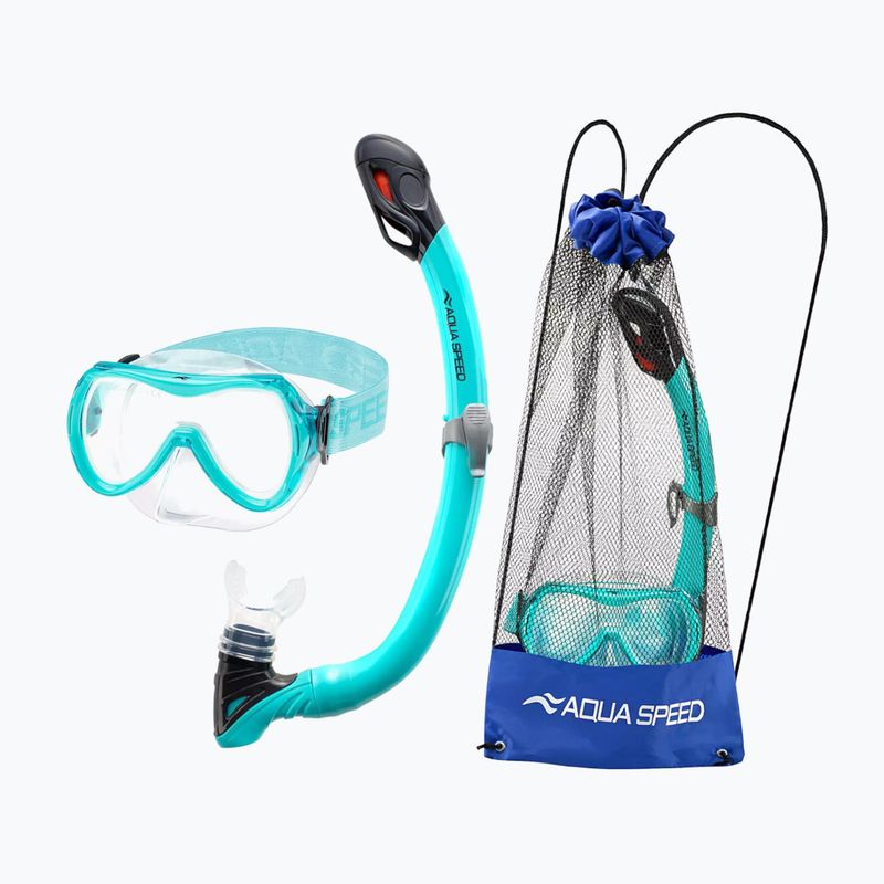 Zestaw do nurkowania dziecięcy AQUA-SPEED Alize FS + Samos + Mesh turkusowy