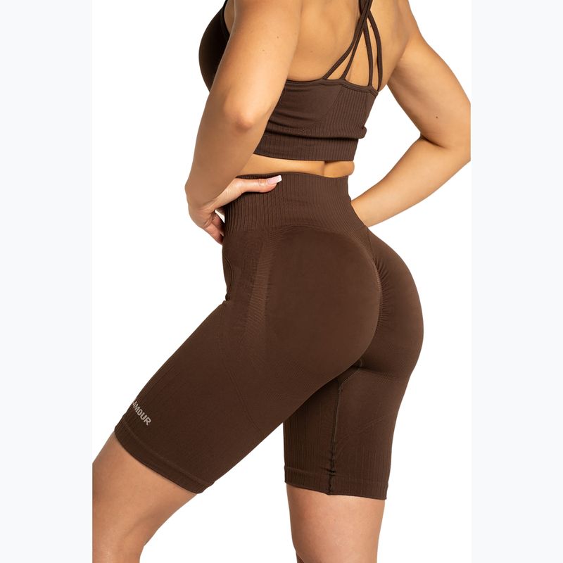 Spodenki bikery treningowe damskie Gym Glamour Push Up 2.0 dark chocolate 5