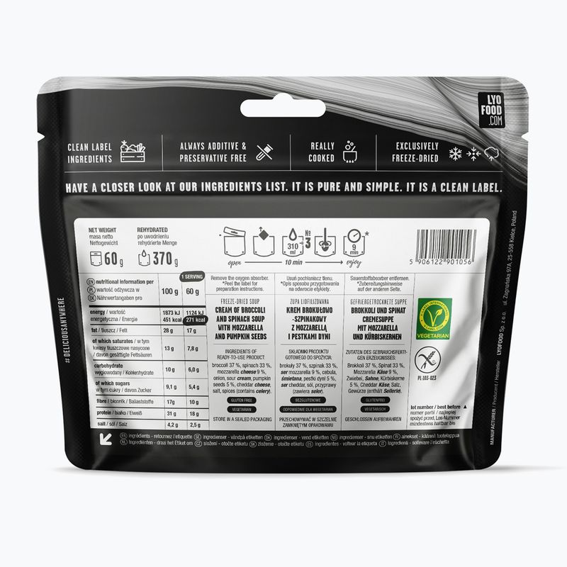 Żywność liofilizowana LYOFOOD Kremowa zupa brokułowo-szpinakowa 370 g 2