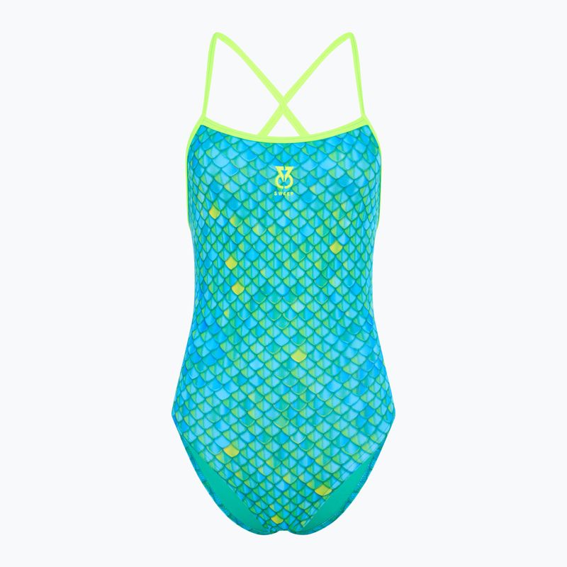 Strój pływacki jednoczęściowy damski SWEEP Aqua Hippos niebieski/żółty/zielony