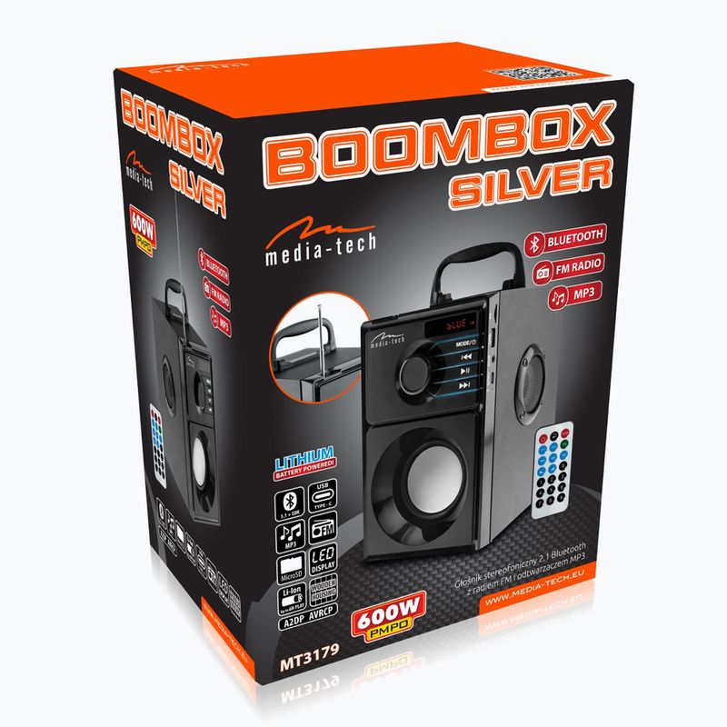 Głośnik mobilny Media-Tech Boombox Silver czarny/srebrny 8