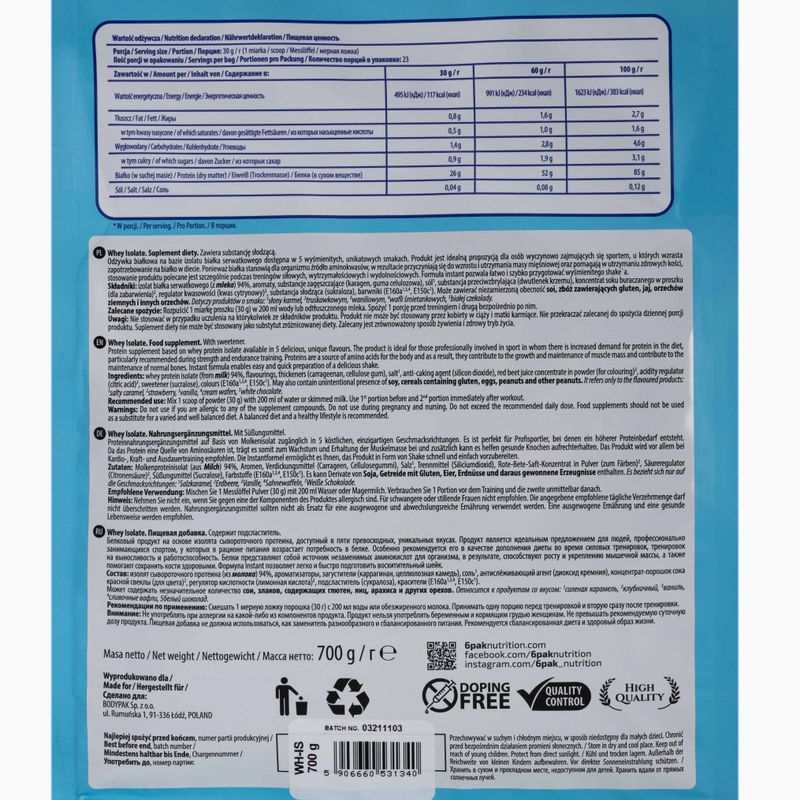 Whey 6PAK Isolate 700 g Vanilla 2