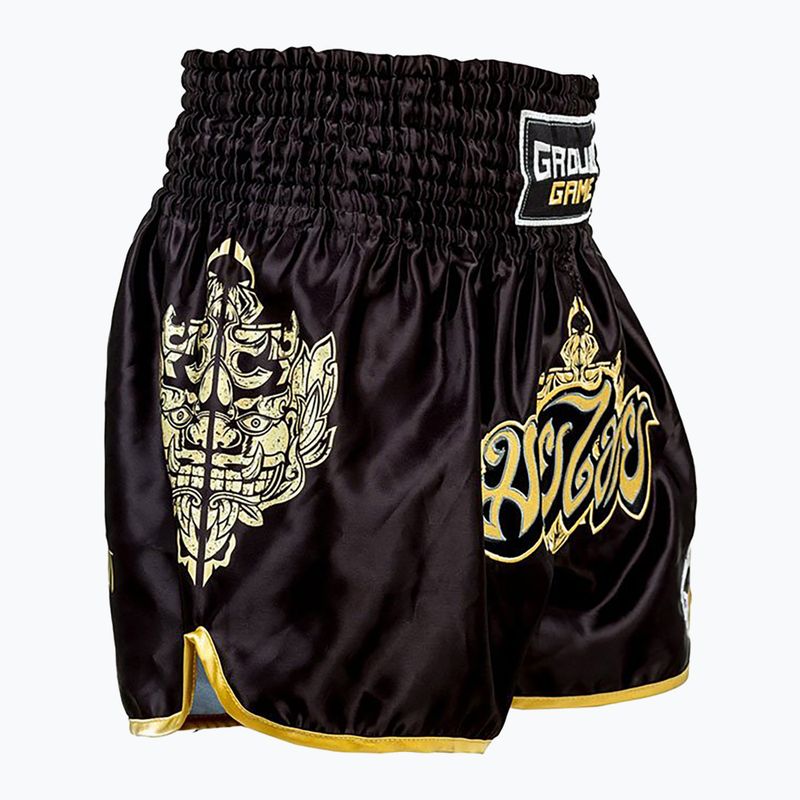 Spodenki treningowe męskie Ground Game Muay Thai Gold czarne 2