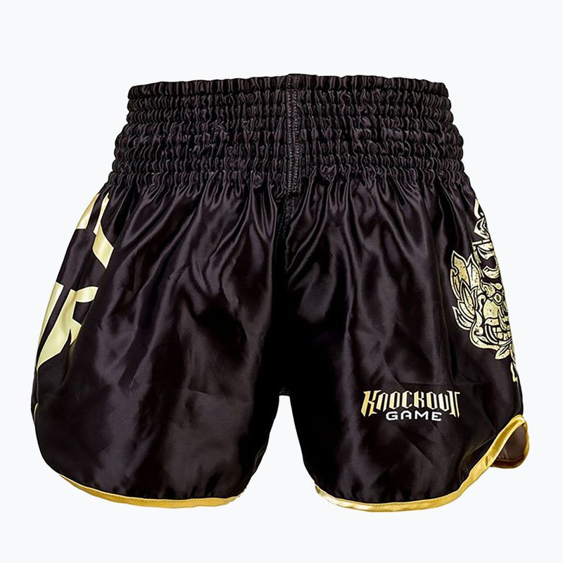 Spodenki treningowe męskie Ground Game Muay Thai Gold czarne 3