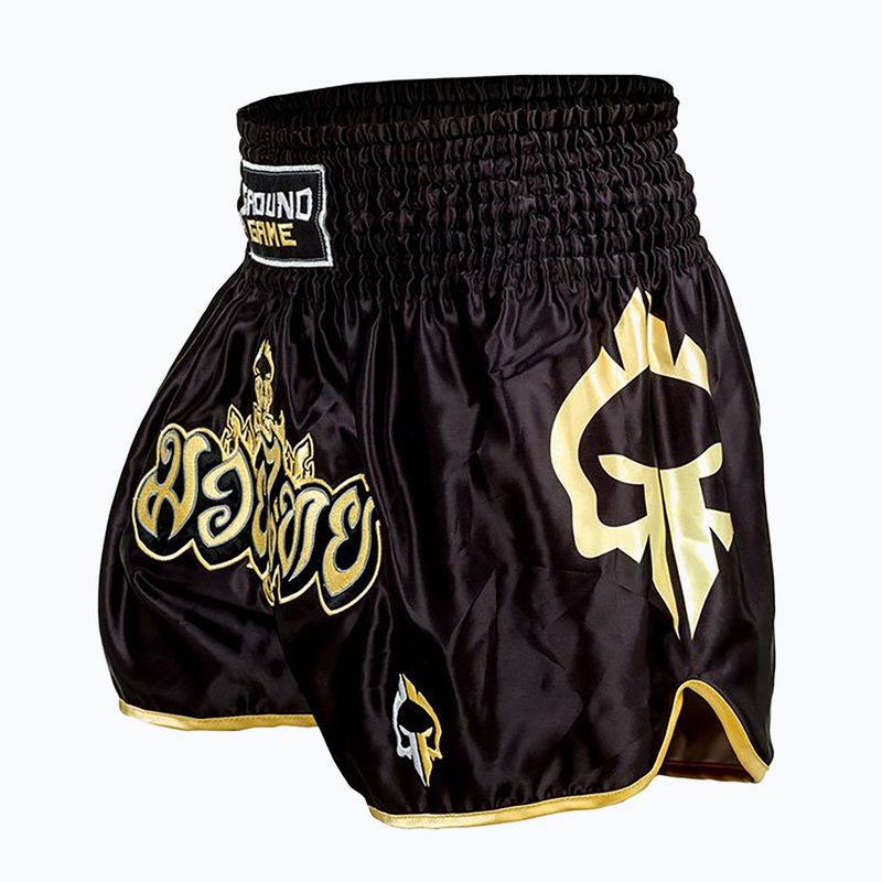 Spodenki treningowe męskie Ground Game Muay Thai Gold czarne 4