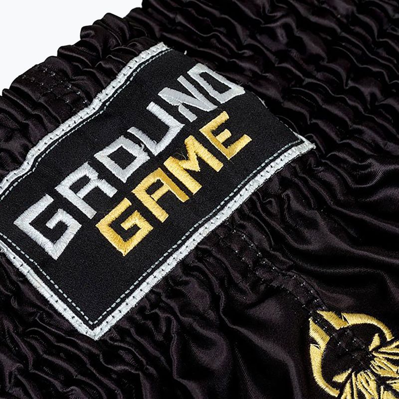 Spodenki treningowe męskie Ground Game Muay Thai Gold czarne 5