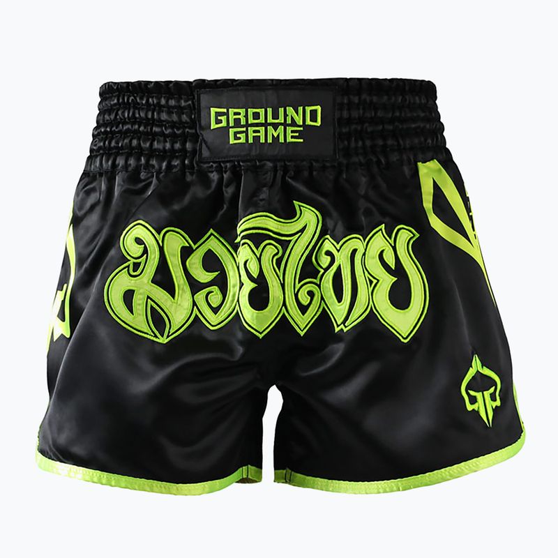 Spodenki treningowe męskie Ground Game Muay Thai Neon czarny/zielony neon