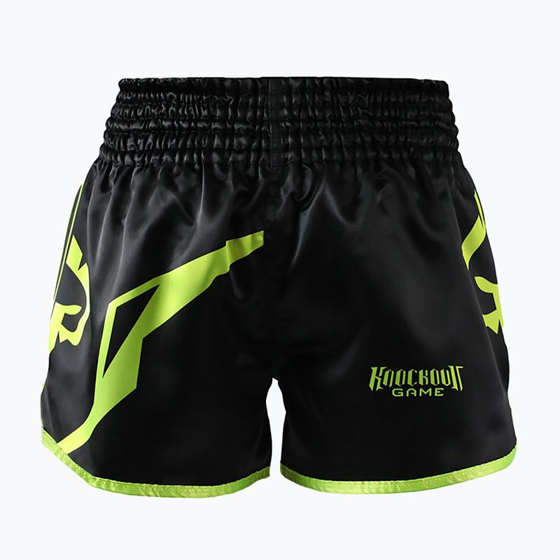 Spodenki treningowe męskie Ground Game Muay Thai Neon czarny/zielony neon 2