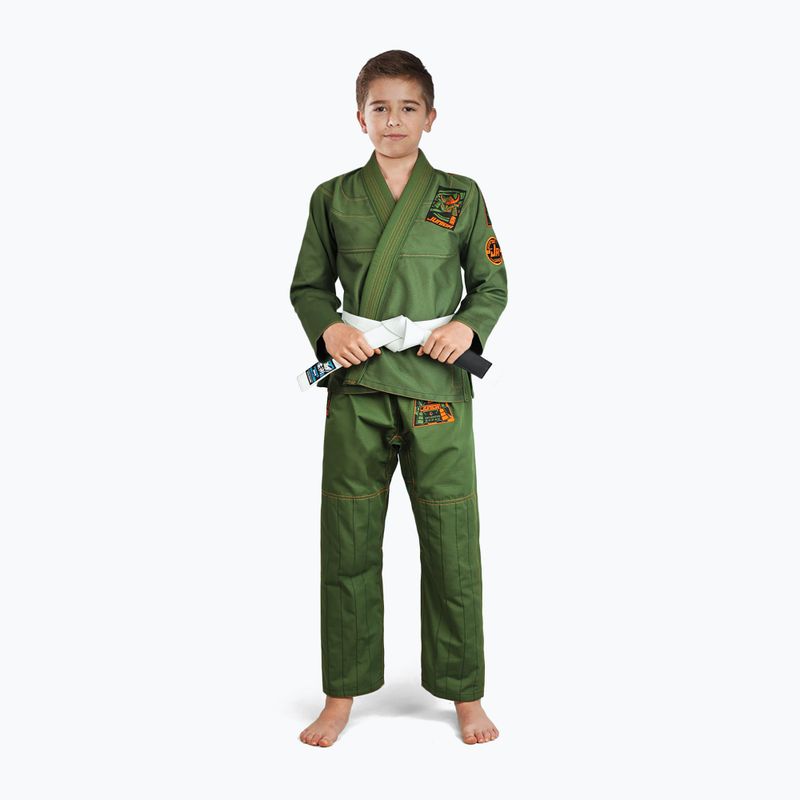 GI do brazylijskiego jiu-jitsu dla dzieci Ground Game Junior 3.0 oliwkowe