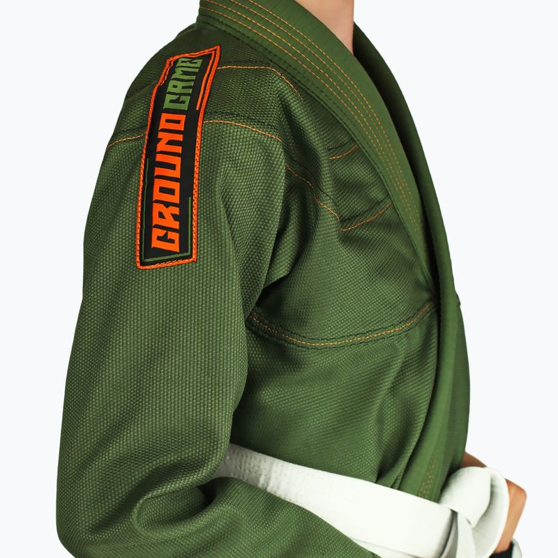 GI do brazylijskiego jiu-jitsu dla dzieci Ground Game Junior 3.0 oliwkowe 3