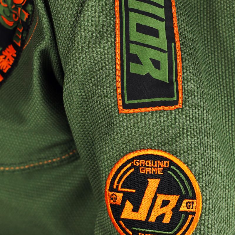 GI do brazylijskiego jiu-jitsu dla dzieci Ground Game Junior 3.0 oliwkowe 9