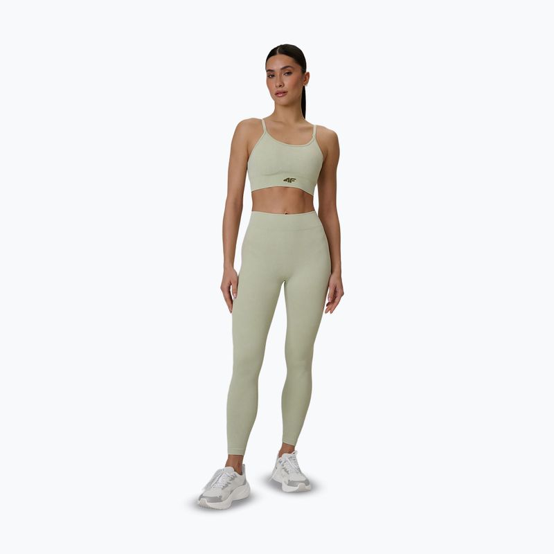 Legginsy treningowe damskie 4F Solar Punk FNK F399 light green allover 2