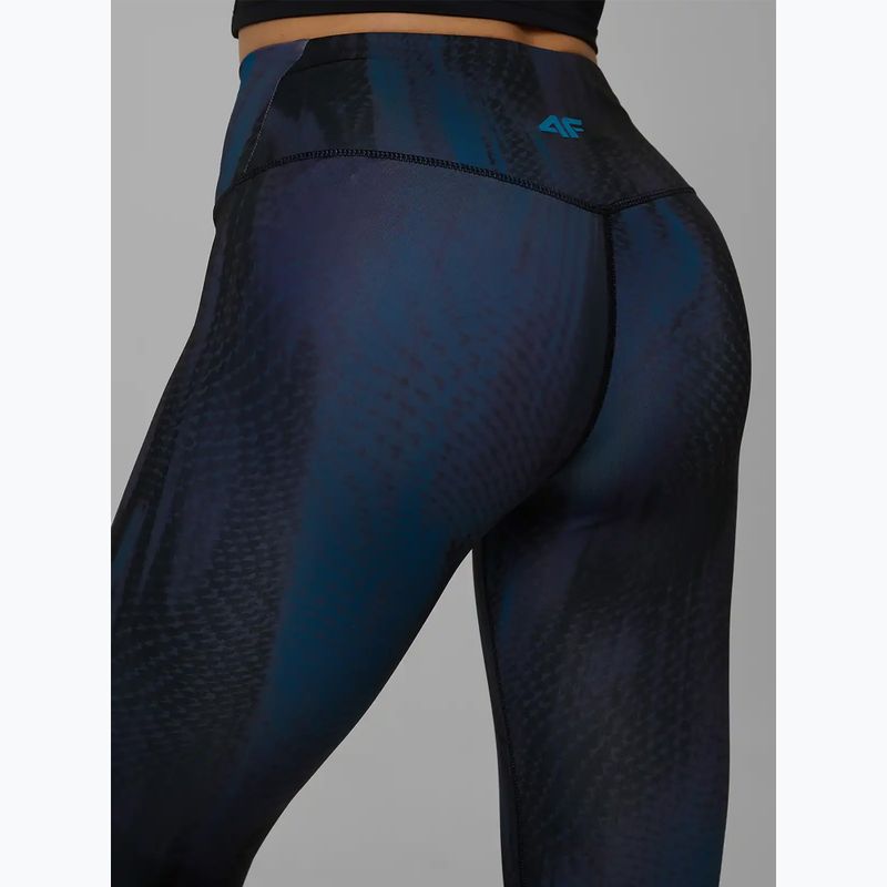 Legginsy treningowe damskie 4F Solar Punk FNK F454 sea green allover 4
