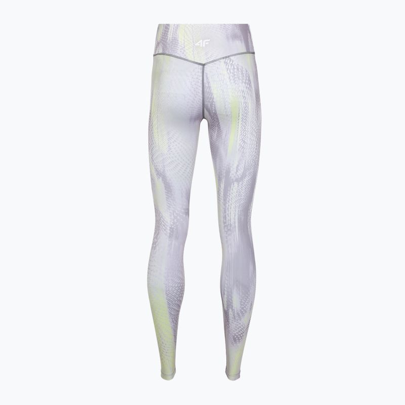 Legginsy treningowe damskie 4F Solar Punk FNK F454 light yellow allover 8