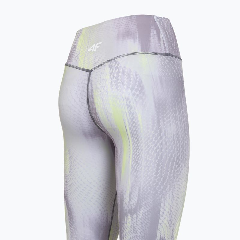 Legginsy treningowe damskie 4F Solar Punk FNK F454 light yellow allover 10