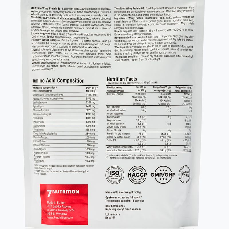 Whey 7Nutrition Protein 80 500 g Caffe Late 2