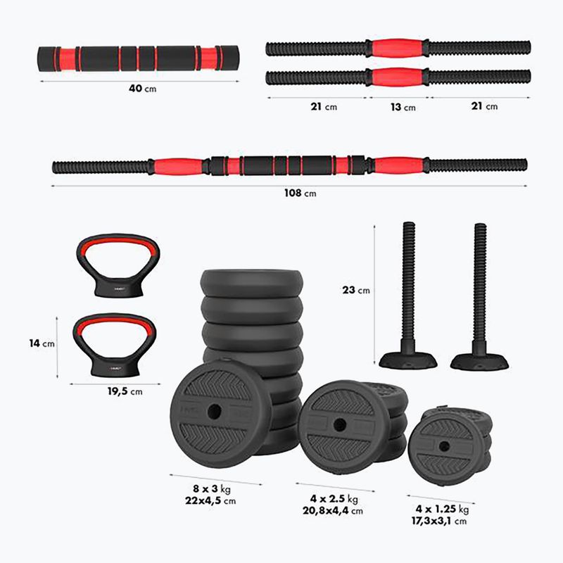 Zestaw ciężarów HMS SGN140 Pro Set 6w1 40 kg 2