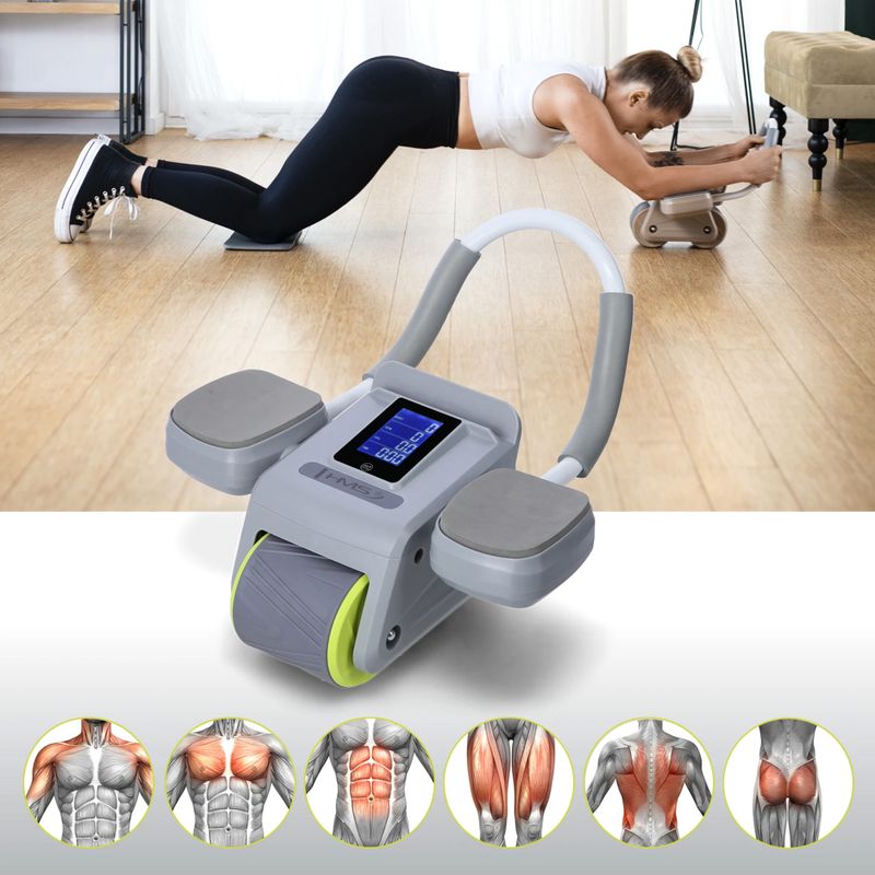 Koło automatyczne do ćwiczeń mięśni brzucha z wyświetlaczem HMS KA08 szary 15