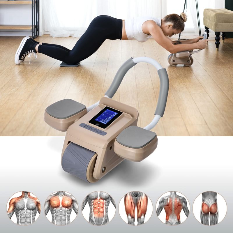 Koło automatyczne do ćwiczeń mięśni brzucha z wyświetlaczem HMS KA08 brązowy 15