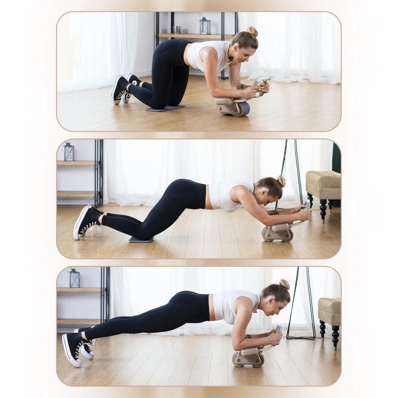 Koło automatyczne do ćwiczeń mięśni brzucha z wyświetlaczem HMS KA08 brązowy 16