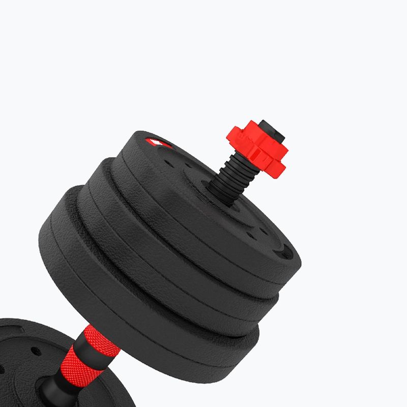 Zestaw hantli z łączeniem do sztangi HMS SGP30 30 kg czarny/czerwony 7