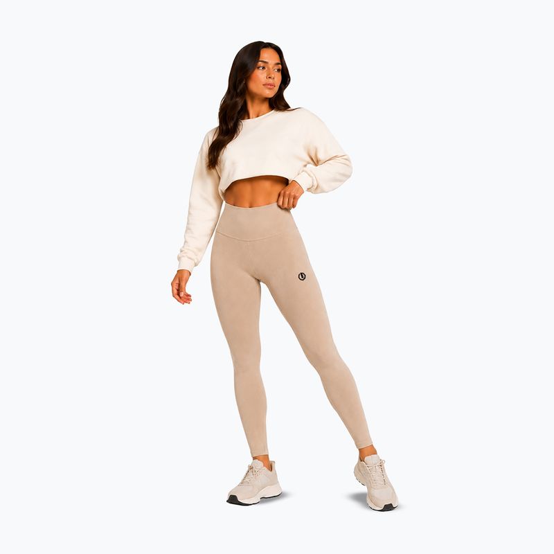 Legginsy treningowe damskie Octagon Legion Ribber beige 2