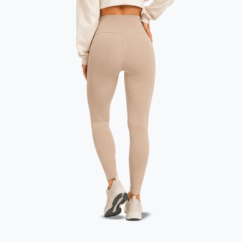Legginsy treningowe damskie Octagon Legion Ribber beige 3