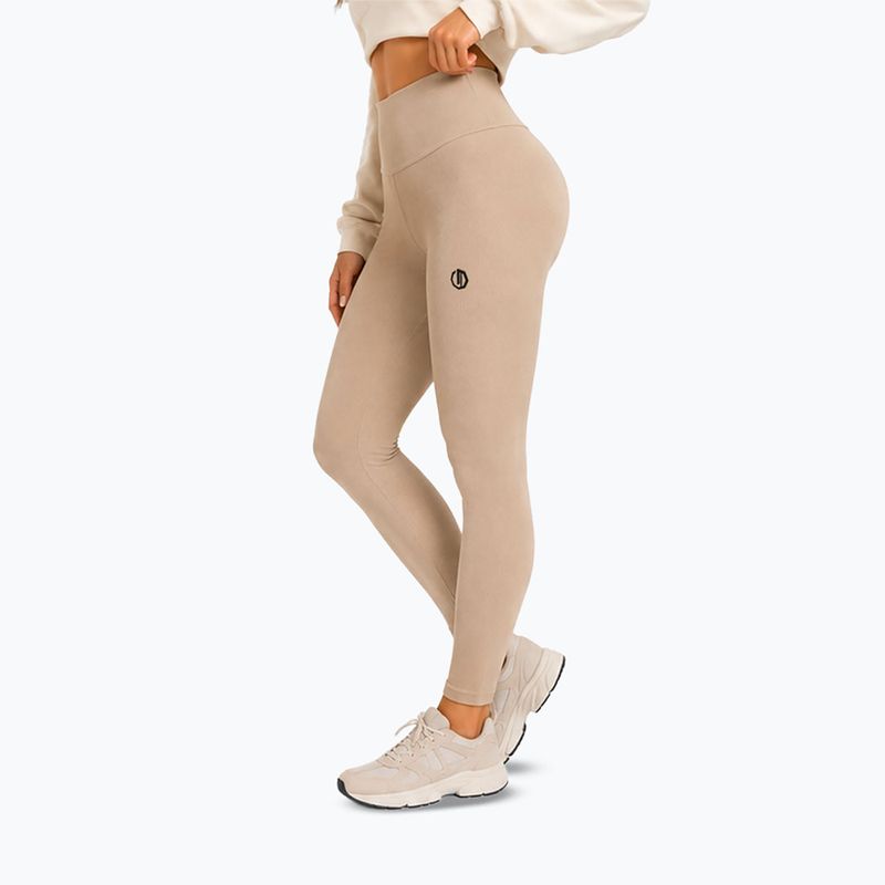 Legginsy treningowe damskie Octagon Legion Ribber beige 4