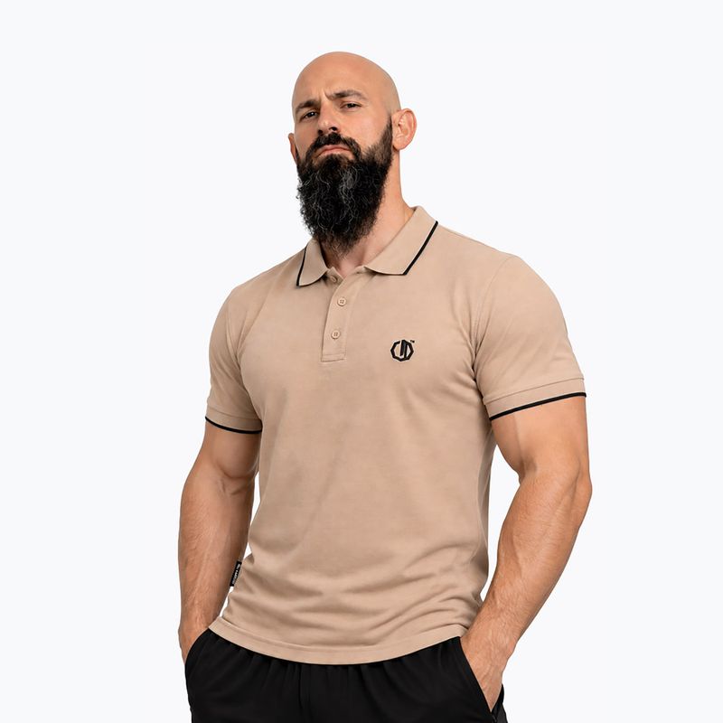 Koszulka polo męska Octagon Legion Tipped Small Logo 3D Polo beige