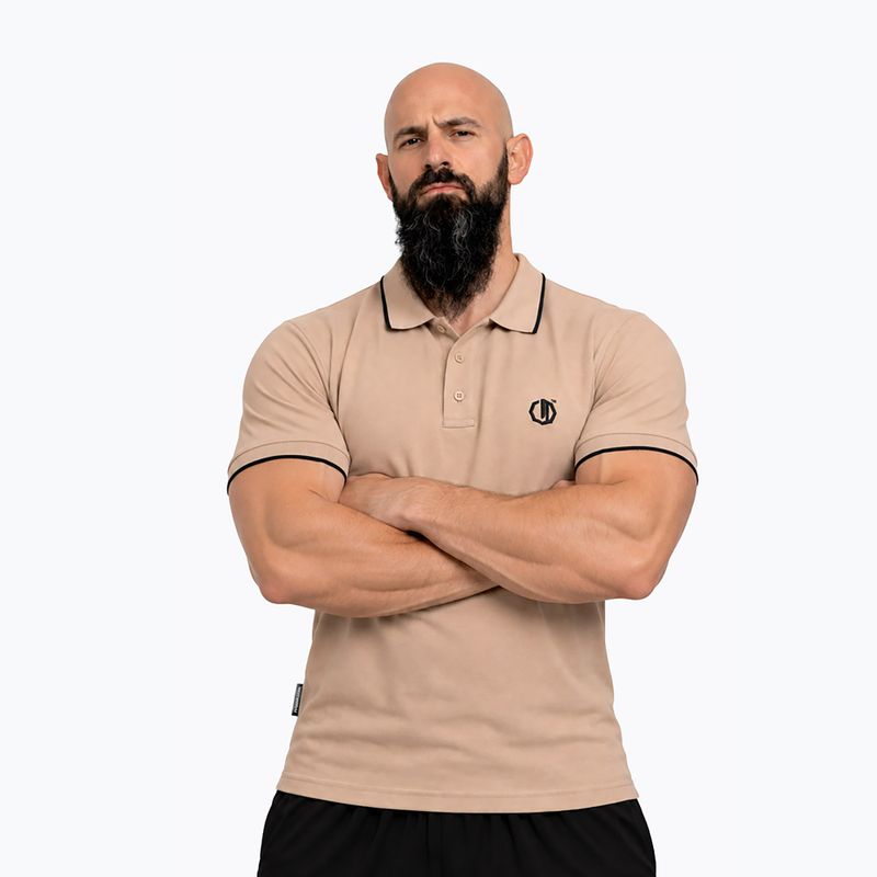 Koszulka polo męska Octagon Legion Tipped Small Logo 3D Polo beige 3