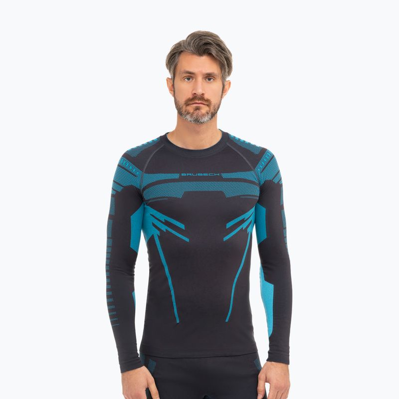 Longsleeve termoaktywny męski Brubeck Dry grafitowy/niebieski