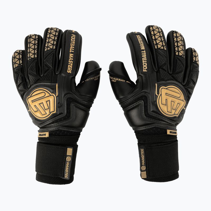 Rękawice bramkarskie dziecięce Football Masters Voltage Plus NC v 4.0 czarne/złote