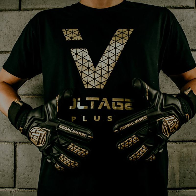 Rękawice bramkarskie dziecięce Football Masters Voltage Plus NC v 4.0 czarne/złote 8