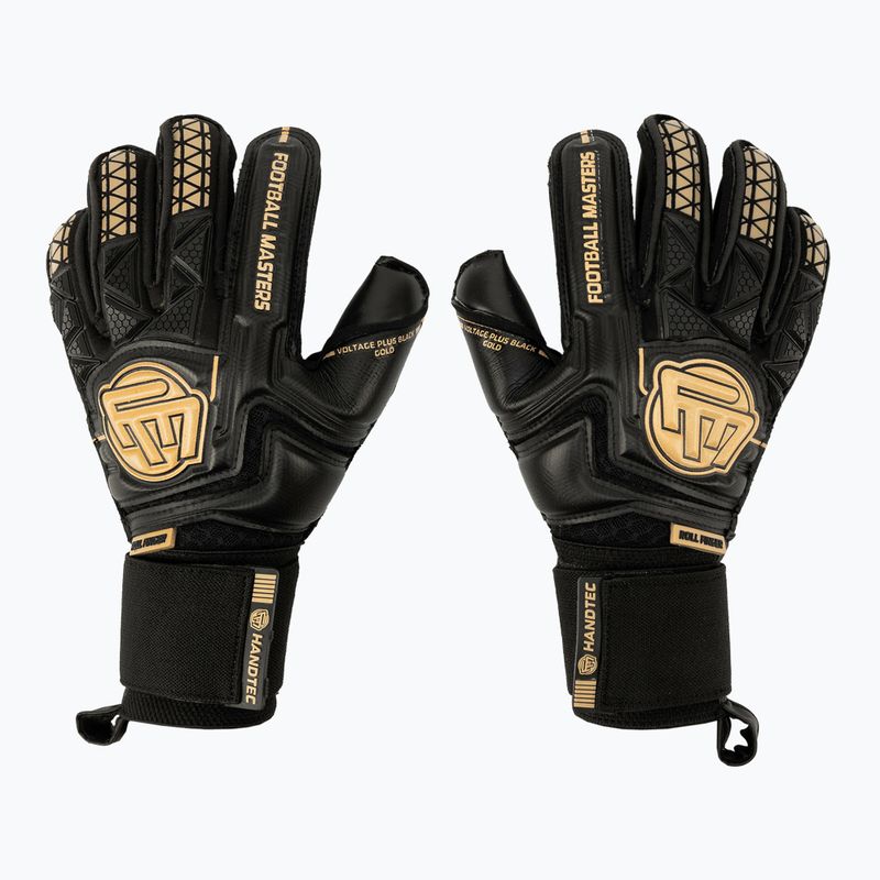 Rękawice bramkarskie dziecięce Football Masters Voltage Plus RF v 4.0 czarne/złote