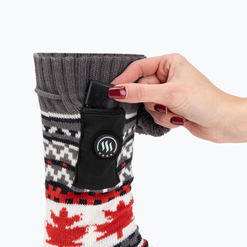 Kapcie ogrzewane ze skarpetkami Glovii GOB białe/czerwone/szare 5