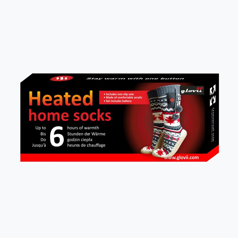 Kapcie ogrzewane ze skarpetkami Glovii GOB białe/czerwone/szare 16