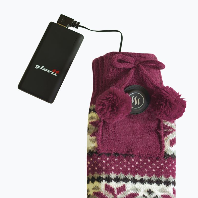 Kapcie ogrzewane ze skarpetkami Glovii GQ5 białe/czerwone/szare 7