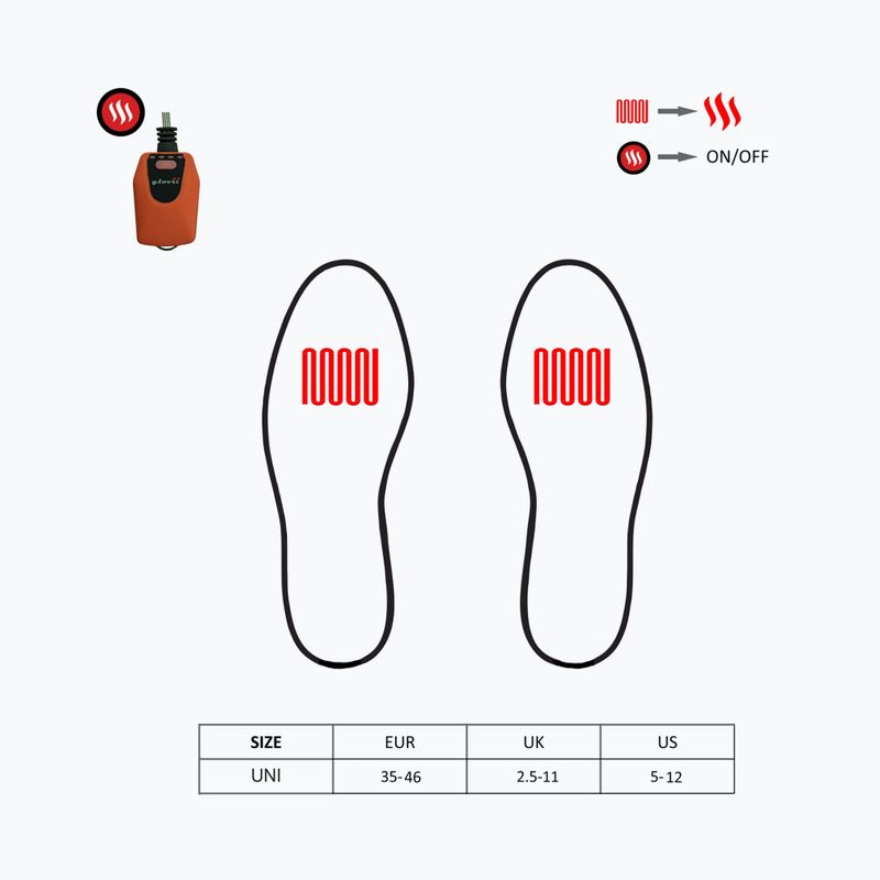 Wkładki do butów ogrzewane Glovii GW4U czarne/czerwone 9