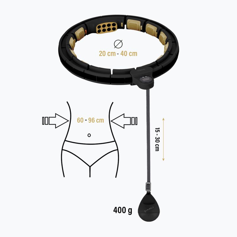 Hula hop z obciążnikiem i licznikiem HMS HHM13 black/gold 2