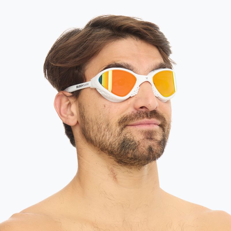 Okulary do pływania BuddySwim OzeanX Mirror white/orange 2