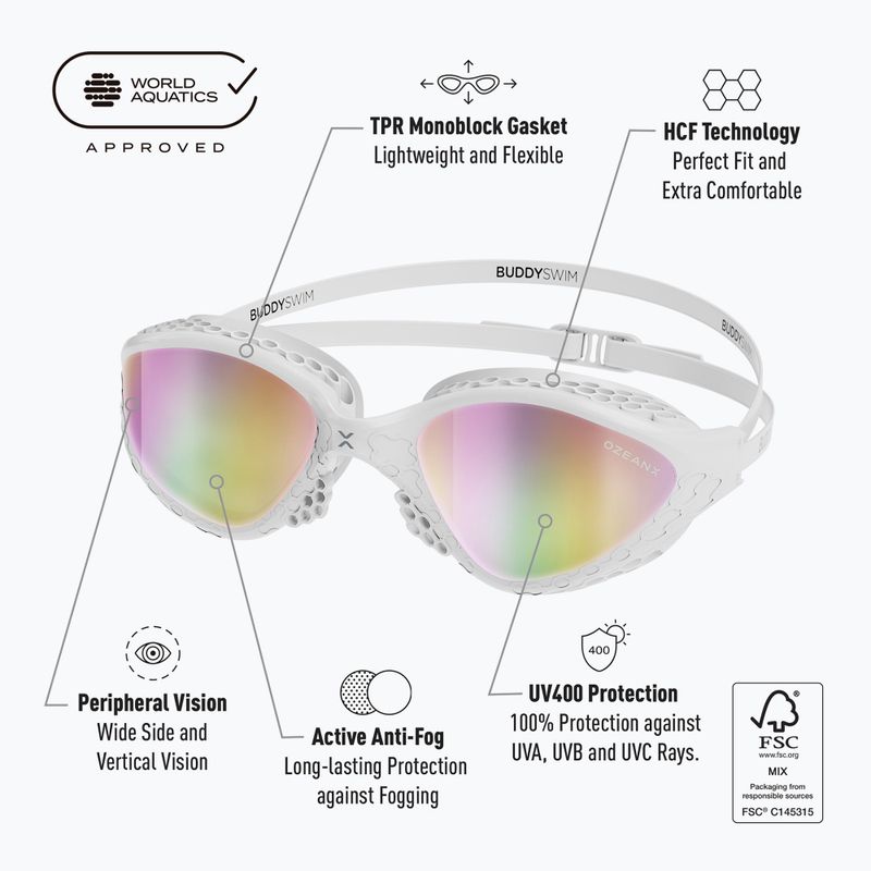 Okulary do pływania BuddySwim OzeanX Mirror white/iridium 4