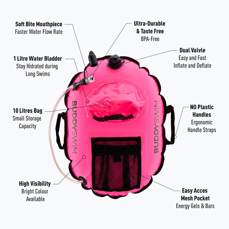 Bojka asekuracyjna Buddyswim Hydrastation Pro 10 l pink 4
