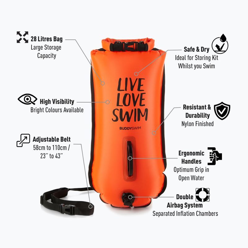Bojka asekuracyjna BuddySwim LLS Dry Bag 28 l orange 2