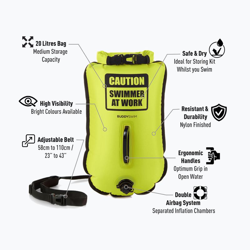 Bojka asekuracyjna BuddySwim CSW Dry Bag 20 l yellow 2