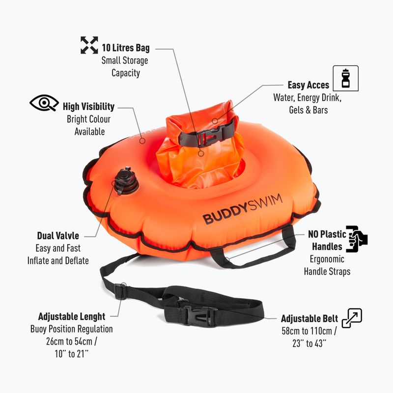Bojka asekuracyjna BuddySwim Hydrastation 10 l orange 2