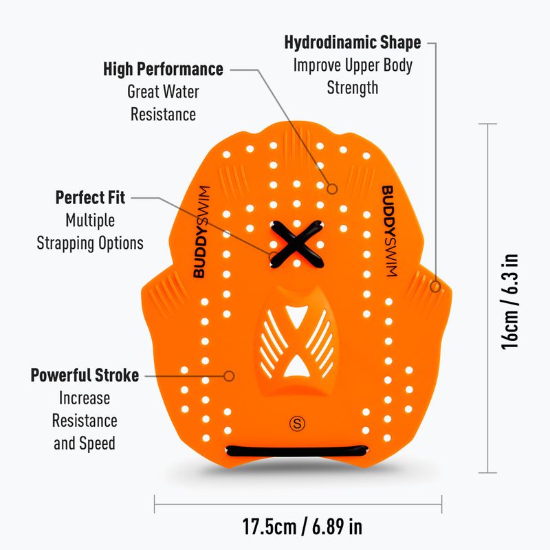 Wiosełka do pływania BuddySwim Power Paddle orange 2